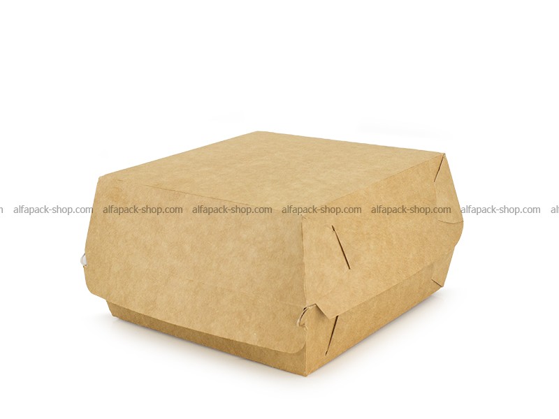 Упаковка для гамбургера Міді (буро-біла)